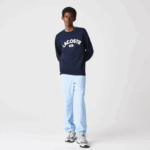 Men Lacoste V0ZN1160 Navy Blue 166 Crew Neck Branded Terry Sweatshirt - Image 2