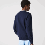 Men Lacoste V0ZN1160 Navy Blue 166 Crew Neck Branded Terry Sweatshirt - Image 3