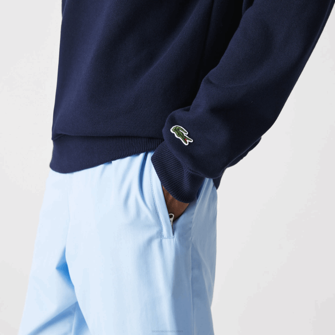 Men Lacoste V0ZN1160 Navy Blue 166 Crew Neck Branded Terry Sweatshirt - Image 4