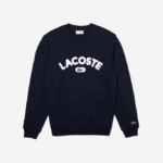 Men Lacoste V0ZN1160 Navy Blue 166 Crew Neck Branded Terry Sweatshirt - Image 5