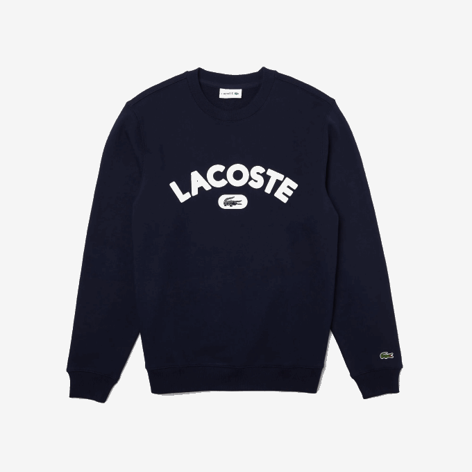 Men Lacoste V0ZN1160 Navy Blue 166 Crew Neck Branded Terry Sweatshirt - Image 5