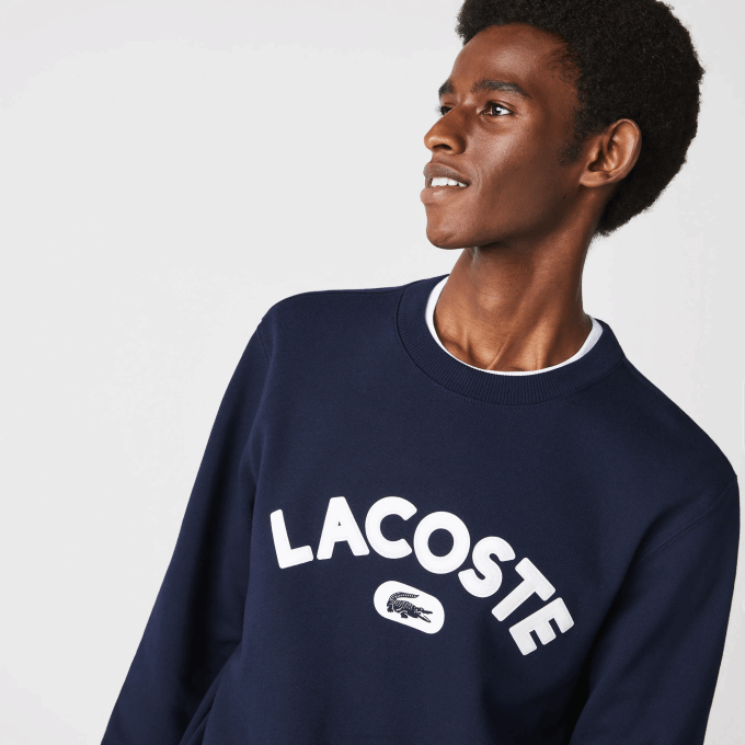 Men Lacoste V0ZN1160 Navy Blue 166 Crew Neck Branded Terry Sweatshirt - Image 1