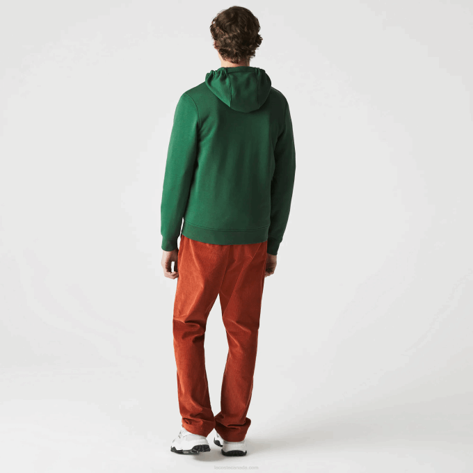 Men Lacoste V0ZN1163 Green S30 SPORT Lightweight Bi-material Hoodie - Image 3