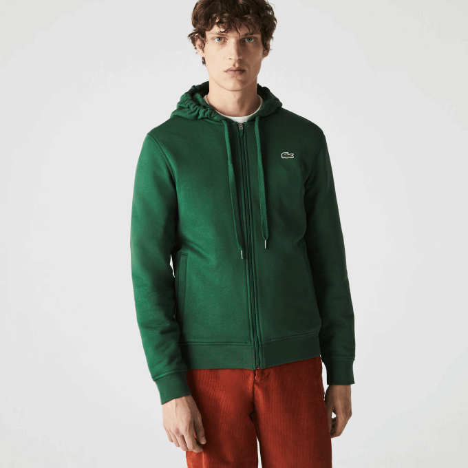 Men Lacoste V0ZN1163 Green S30 SPORT Lightweight Bi-material Hoodie - Image 4