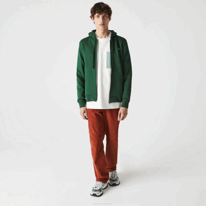 Men Lacoste V0ZN1163 Green S30 SPORT Lightweight Bi-material Hoodie - Image 1