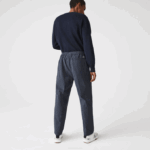 Men Lacoste V0ZN1167 Navy Blue White QRN Heritage Checkered Stretch Cotton Jogging Pants - Image 3