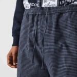 Men Lacoste V0ZN1167 Navy Blue White QRN Heritage Checkered Stretch Cotton Jogging Pants - Image 7