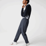 Men Lacoste V0ZN1167 Navy Blue White QRN Heritage Checkered Stretch Cotton Jogging Pants - Image 8