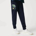 Men Lacoste V0ZN1168 Navy Blue 166 Pennants L Badge Fleece Tracksuit Pants - Image 2