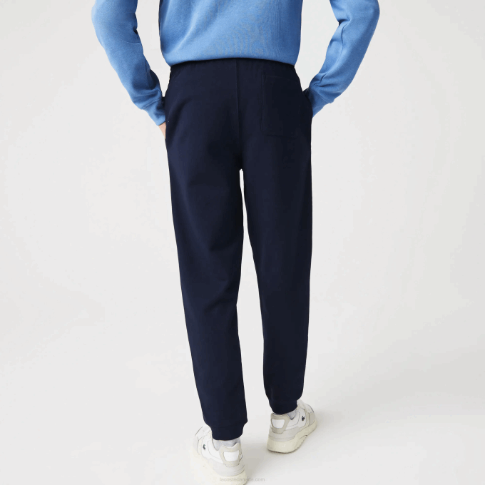 Men Lacoste V0ZN1168 Navy Blue 166 Pennants L Badge Fleece Tracksuit Pants - Image 5