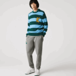 Men Lacoste V0ZN1169 Grey Chine 1VQ Pennants L Badge Fleece Tracksuit Pants - Image 6