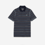 Men Lacoste V0ZN116 Navy Blue Green White Beige YIE Golf Recycled Polyester Stripe Polo - Image 4
