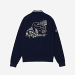 Men Lacoste V0ZN1173 Navy Blue Yellow 144 Miami Open Croc Graphic Jacket - Image 2