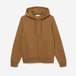 Men Lacoste V0ZN1176 Brown Z0W Kangaroo Pocket Fleece Zipped Sweatshirt - Image 5