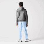 Men Lacoste V0ZN1178 Grey Chine 1VQ Hooded Cotton Blend Lettered Zip Sweatshirt - Image 3
