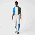 Men Lacoste V0ZN1179 Grey Chine Blue Green HKB Colorblock Cotton Fleece Blend Jogging Pants - Image 2