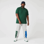 Men Lacoste V0ZN1179 Grey Chine Blue Green HKB Colorblock Cotton Fleece Blend Jogging Pants - Image 6