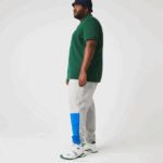 Men Lacoste V0ZN1179 Grey Chine Blue Green HKB Colorblock Cotton Fleece Blend Jogging Pants - Image 7
