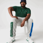 Men Lacoste V0ZN1179 Grey Chine Blue Green HKB Colorblock Cotton Fleece Blend Jogging Pants - Image 9