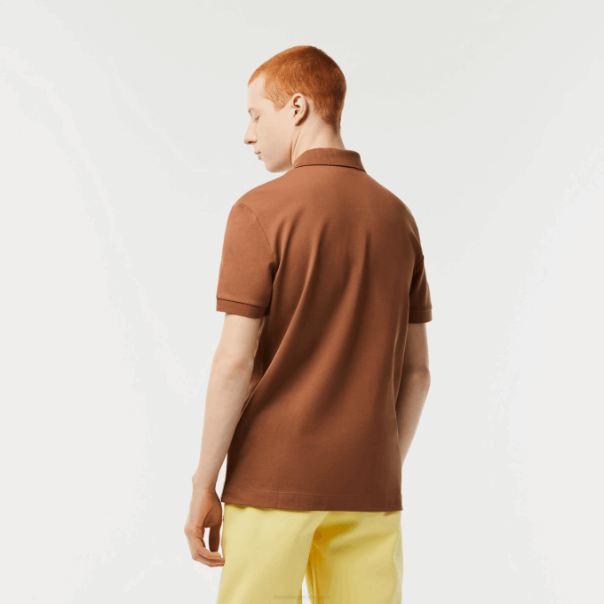 Men Lacoste V0ZN117 Light Brown LFA Smart Paris Stretch Cotton Pique Polo - Image 2