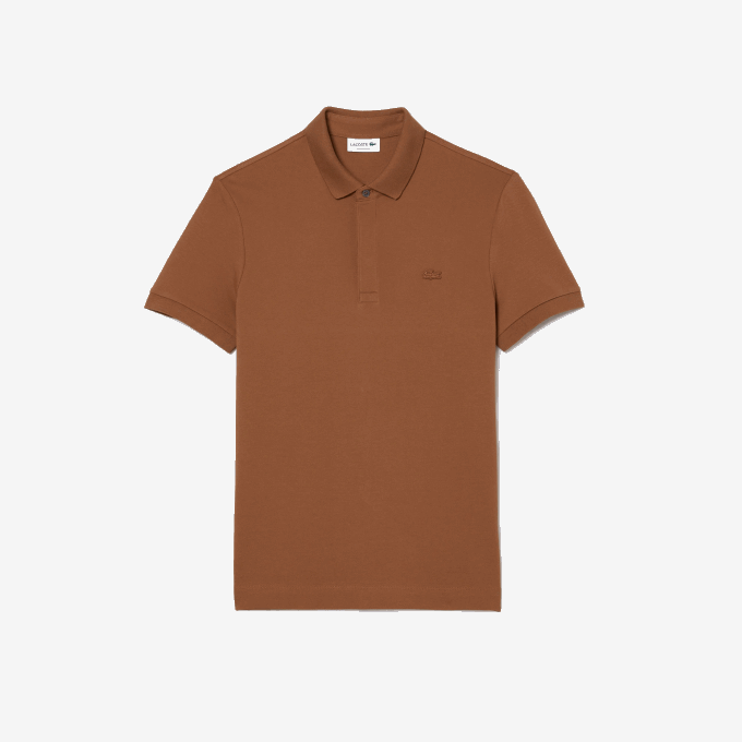 Men Lacoste V0ZN117 Light Brown LFA Smart Paris Stretch Cotton Pique Polo - Image 3