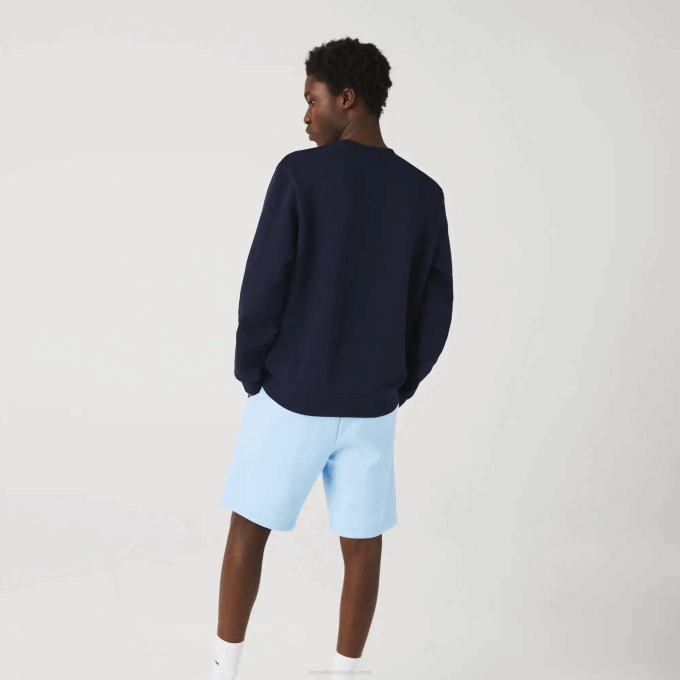 Men Lacoste V0ZN1181 Navy Blue 166 Made In France Organic Cotton Fleece Sweatshirt - Image 3