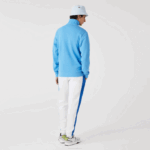 Men Lacoste V0ZN1184 Blue 4XA Zippered Stand-Up Collar Cotton Sweatshirt - Image 3