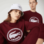 Men Lacoste V0ZN1185 Bordeaux Z7F 3D Logo Organic Cotton Fleece Sweatshirt