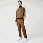 Men Lacoste V0ZN1186 Beige Bordeaux MKJ LIVE Monogram Jacquard Tracksuit Pants - Image 7