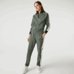 Men Lacoste V0ZN1187 Green Beige 7M4 LIVE Monogram Jacquard Tracksuit Pants - Image 2