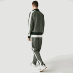 Men Lacoste V0ZN1187 Green Beige 7M4 LIVE Monogram Jacquard Tracksuit Pants - Image 3
