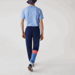 Men Lacoste V0ZN1189 Pink Blue UN4 Color-Block Fleece Trackpants - Image 3