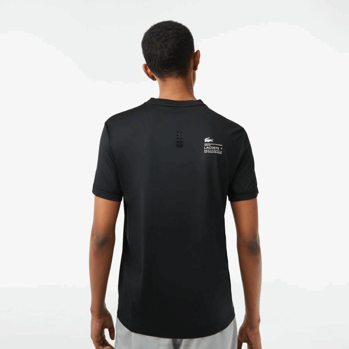 Men Lacoste V0ZN118 Black 031 SPORT Slim Fit Stretch Jersey T-Shirt - Image 3