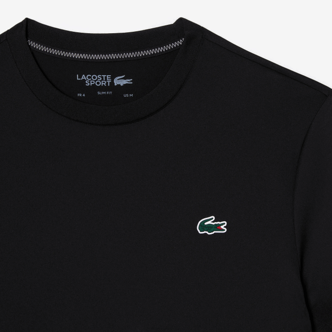 Men Lacoste V0ZN118 Black 031 SPORT Slim Fit Stretch Jersey T-Shirt - Image 5