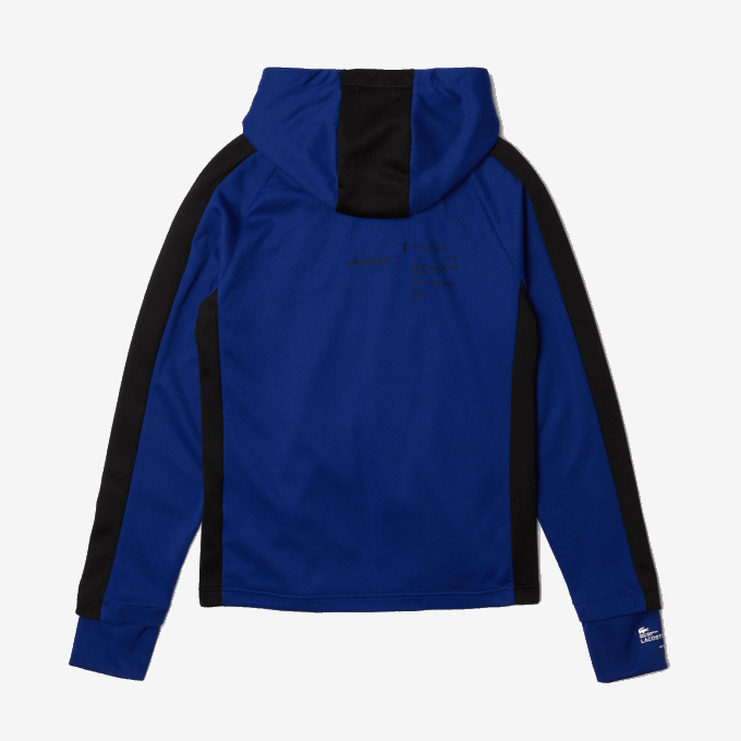 Men Lacoste V0ZN1191 Blue Black White PWH SPORT Contrast Band Hooded Jacket - Image 5
