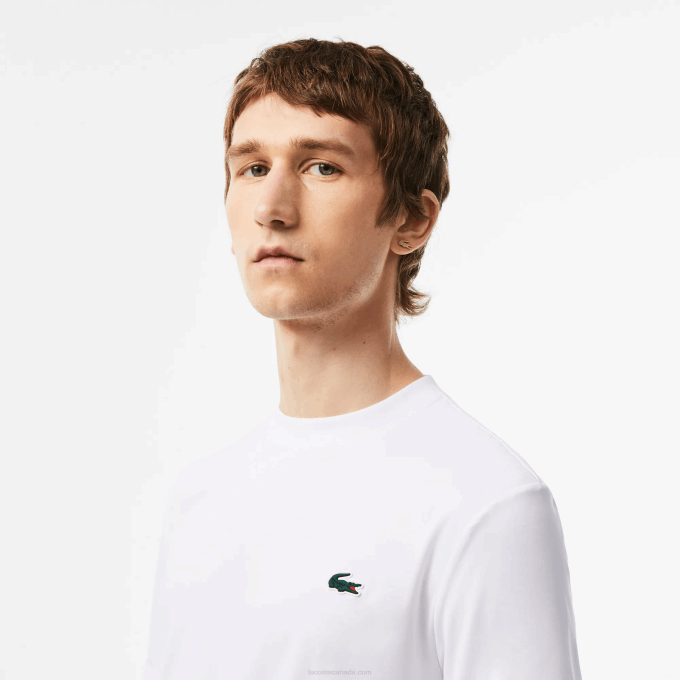 Men Lacoste V0ZN119 White 001 SPORT Slim Fit Stretch Jersey T-Shirt - Image 2