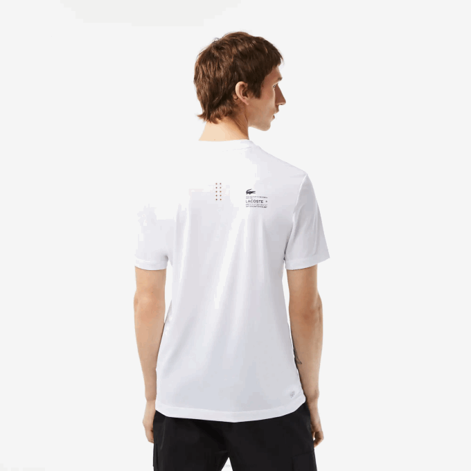 Men Lacoste V0ZN119 White 001 SPORT Slim Fit Stretch Jersey T-Shirt - Image 3