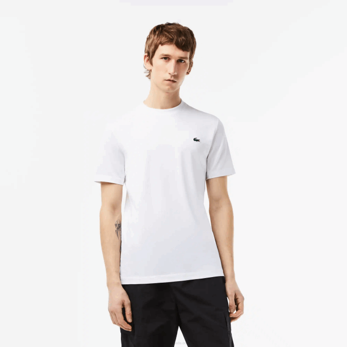 Men Lacoste V0ZN119 White 001 SPORT Slim Fit Stretch Jersey T-Shirt - Image 1