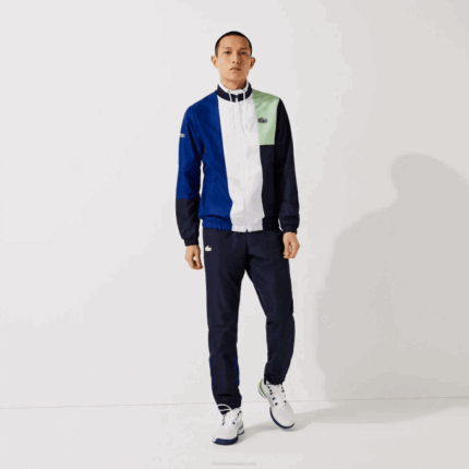 Men Lacoste V0ZN1201 Green Navy Blue White CN1 SPORT Colorblock Tracksuit
