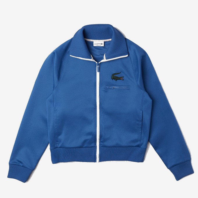 Men Lacoste V0ZN1203 Blue HN8 Crocodile Stand-Up Collar Zippered Jacket - Image 5