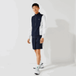 Men Lacoste V0ZN1205 White Navy Blue R20 SPORT Pique Zip Sweatshirt