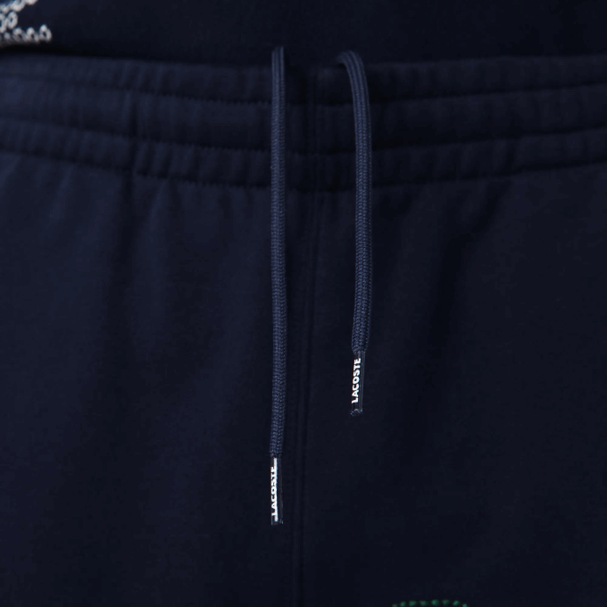 Men Lacoste V0ZN1206 Navy Blue 166 Heritage Destructured Branding Cotton Fleece Jogging Pants - Image 8