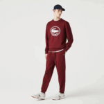 Men Lacoste V0ZN1207 Bordeaux Z7F Organic Cotton Fleece Jogging Pants - Image 5