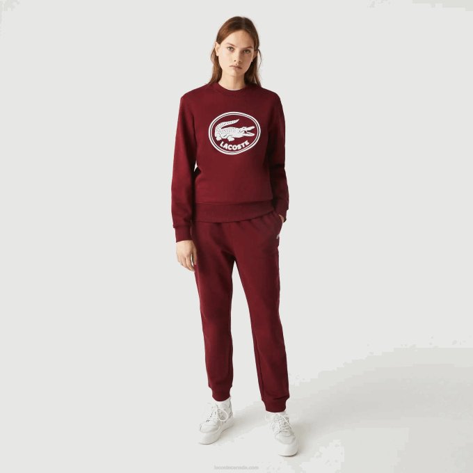 Men Lacoste V0ZN1207 Bordeaux Z7F Organic Cotton Fleece Jogging Pants - Image 6