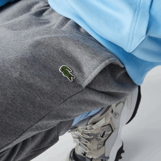 Men Lacoste V0ZN1208 Grey Chine 1VQ Organic Cotton Fleece Jogging Pants - Image 2