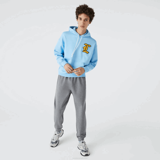 Men Lacoste V0ZN1208 Grey Chine 1VQ Organic Cotton Fleece Jogging Pants - Image 4