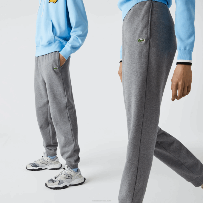 Men Lacoste V0ZN1208 Grey Chine 1VQ Organic Cotton Fleece Jogging Pants - Image 6