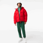 Men Lacoste V0ZN1212 Red 240 Quilted Water-Repellent Jacket - Image 2