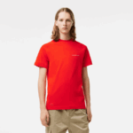 Men Lacoste V0ZN121 Red S5H Slim Fit Organic Cotton Pique T-Shirt