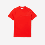 Men Lacoste V0ZN121 Red S5H Slim Fit Organic Cotton Pique T-Shirt - Image 4